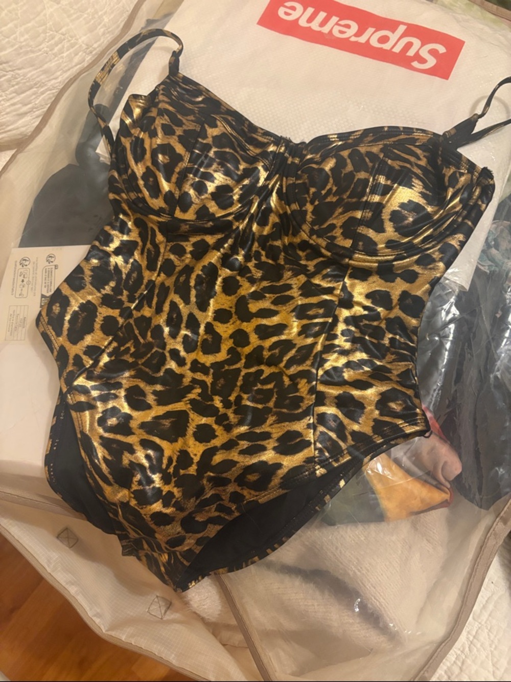 NWOT Good American Leopard Print One-Piece Swimsuit - Picture 3 of 6
